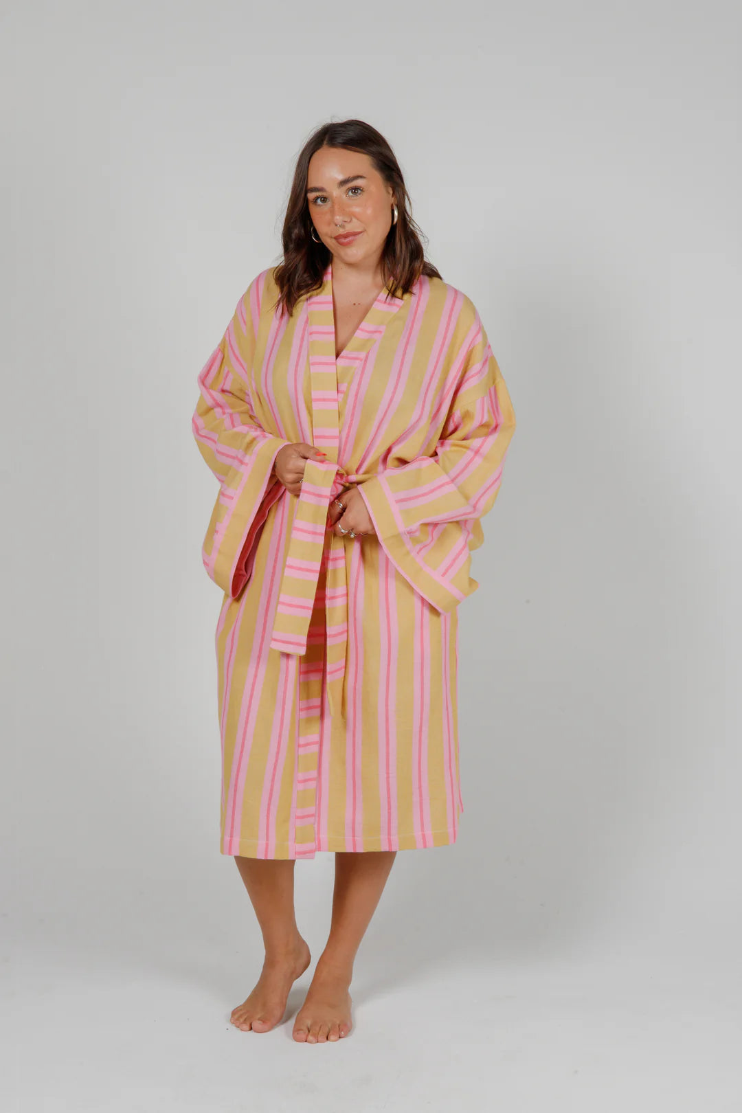 The Mistral Pink Striped Robe by Tofino Towel Co.
