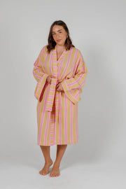 The Mistral Pink Striped Robe by Tofino Towel Co.