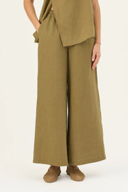 Zayn Trousers in Olive Khaki by Linen Tales
