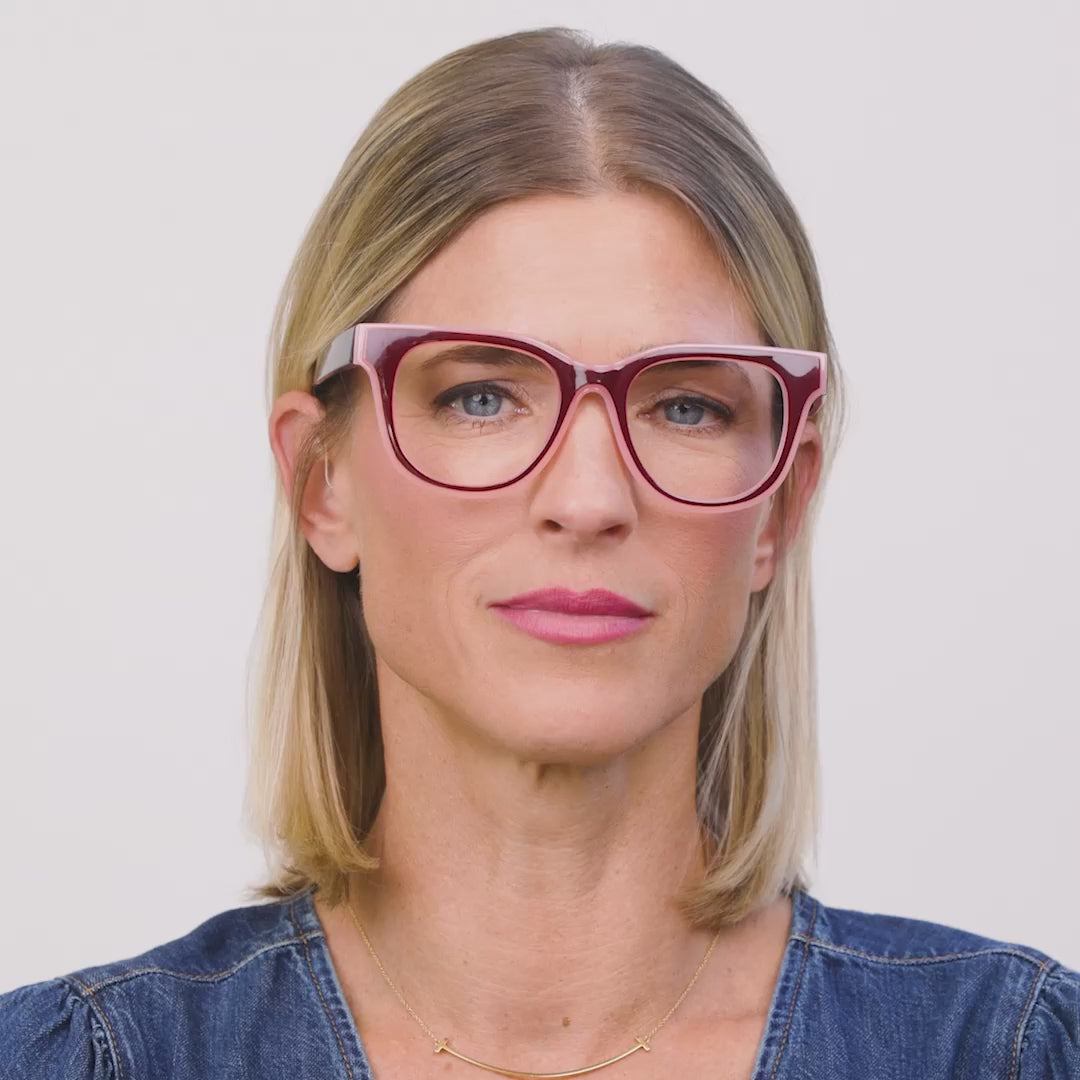 Load video: Peepers Bluelight Readers in Buffy Cherry Pink