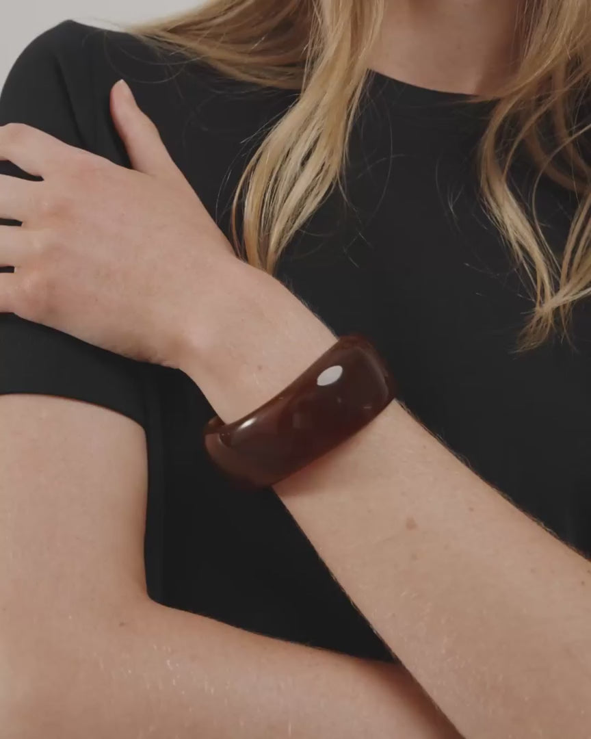 Load video: Aase Maxi Waterproof Bangle in Coffee by Pilgrim