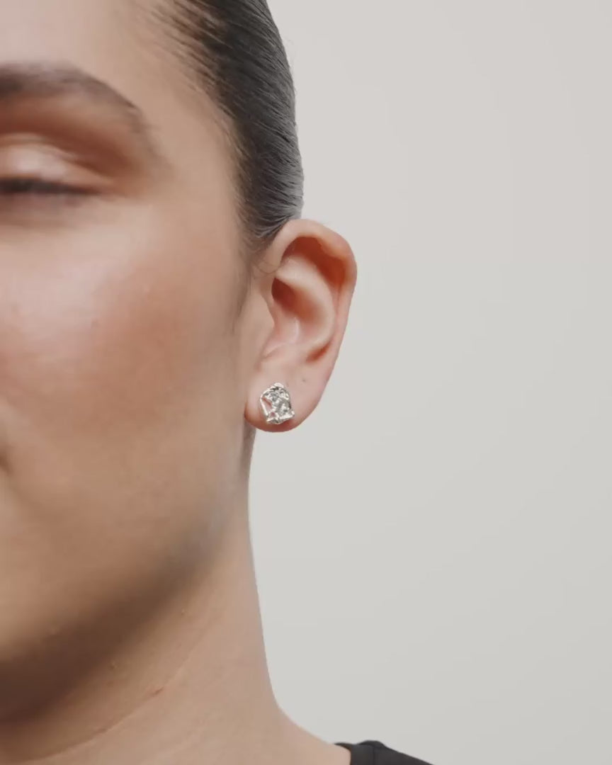 Load video: Orien Waterproof Earrings in Silver by Pilgrim