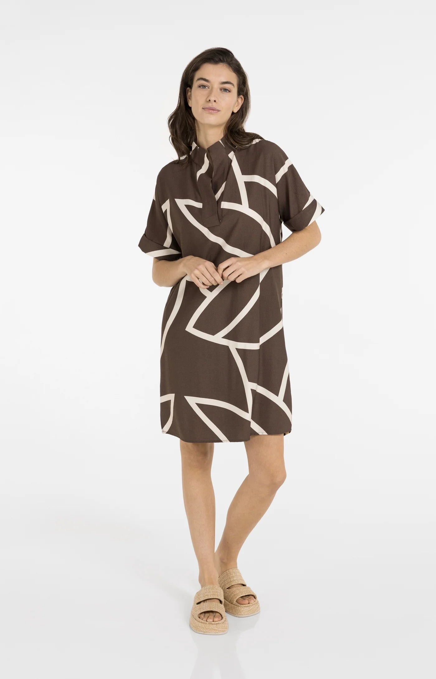 Printed Pollo Dress in Chocolate Martini Brown by YAYA