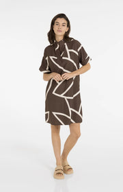 Printed Pollo Dress in Chocolate Martini Brown by YAYA