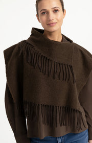 Scarf Wrap with Fringe in Slate Black Brown by YAYA