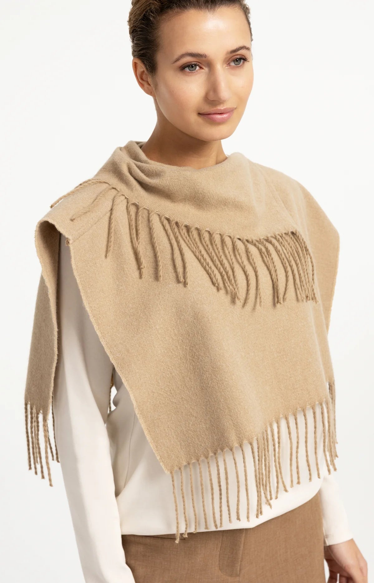 Scarf Wrap With Fringe in Cornstalk Brown by YAYA