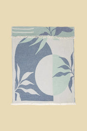 The Terra Muslin Throw in Denim & Sage by Tofino Towel Co.