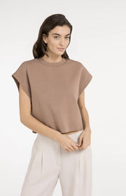 Sleeveless Boxy Sweatshirt in Brownie Brown by YAYA