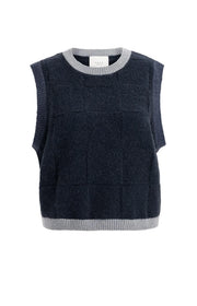 Vest With Textured Check in Black by YAYA