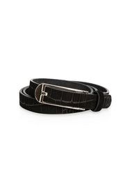 Elongated Buckle Croco Belt in Black by YAYA