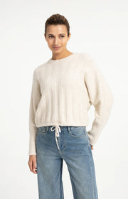 Rib Batwing Sweater in Off White Melange by YAYA
