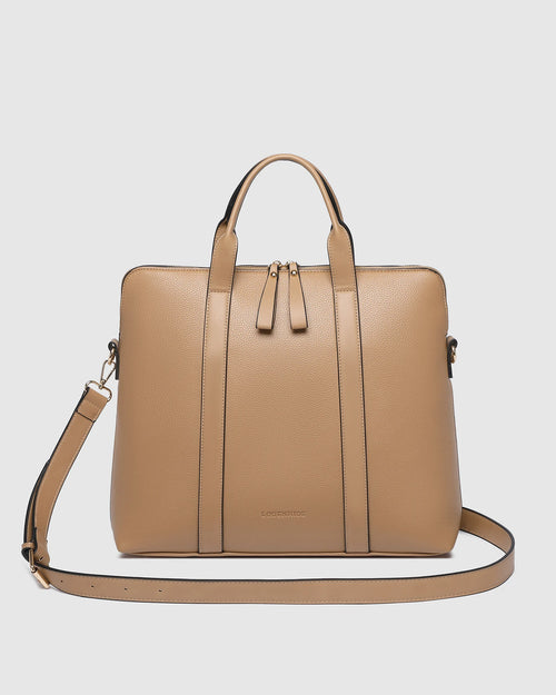 Rhodes Trolley Laptop Bag in Latte by Louenhide
